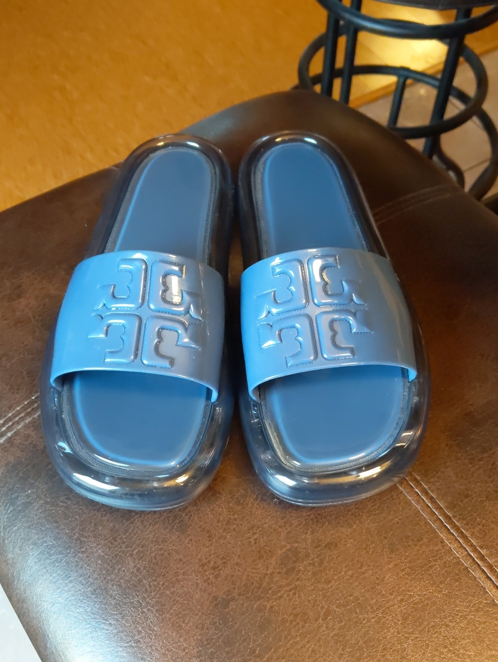 Tory Burch Navy Bubble Jelly Slide Sandal Size 9